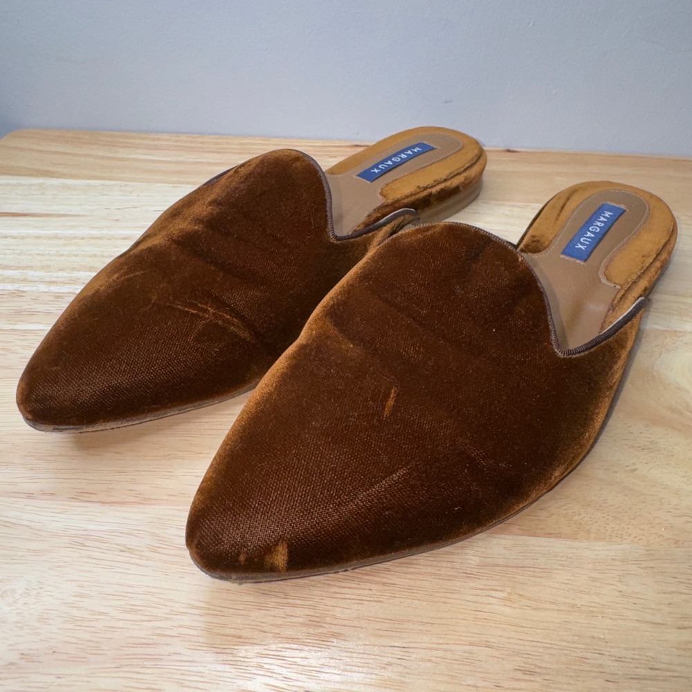 Margaux NY Rust Brown Velvet The Mule Pointed Toe Flats Shoes Womens 39 US 8.5
